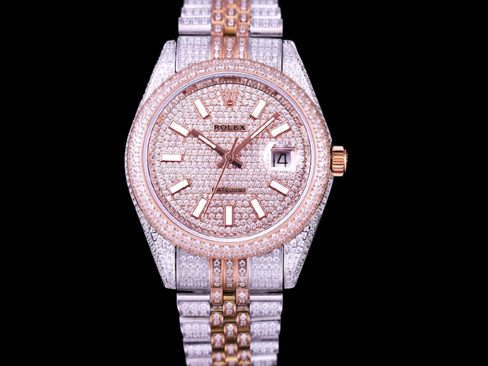 Montre Rolex Datejust Réplique 41mm cadran bicolore en or rose et diamant – Image 2