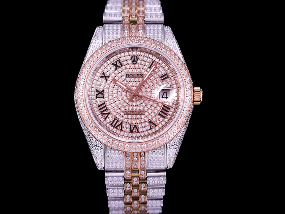 Élégante Montre Rolex Datejust Réplique 41MM Bicolore Or Rose Iced Out – Luxe avec Mouvement Swiss et Détails Brillants Incomparables – Image 2