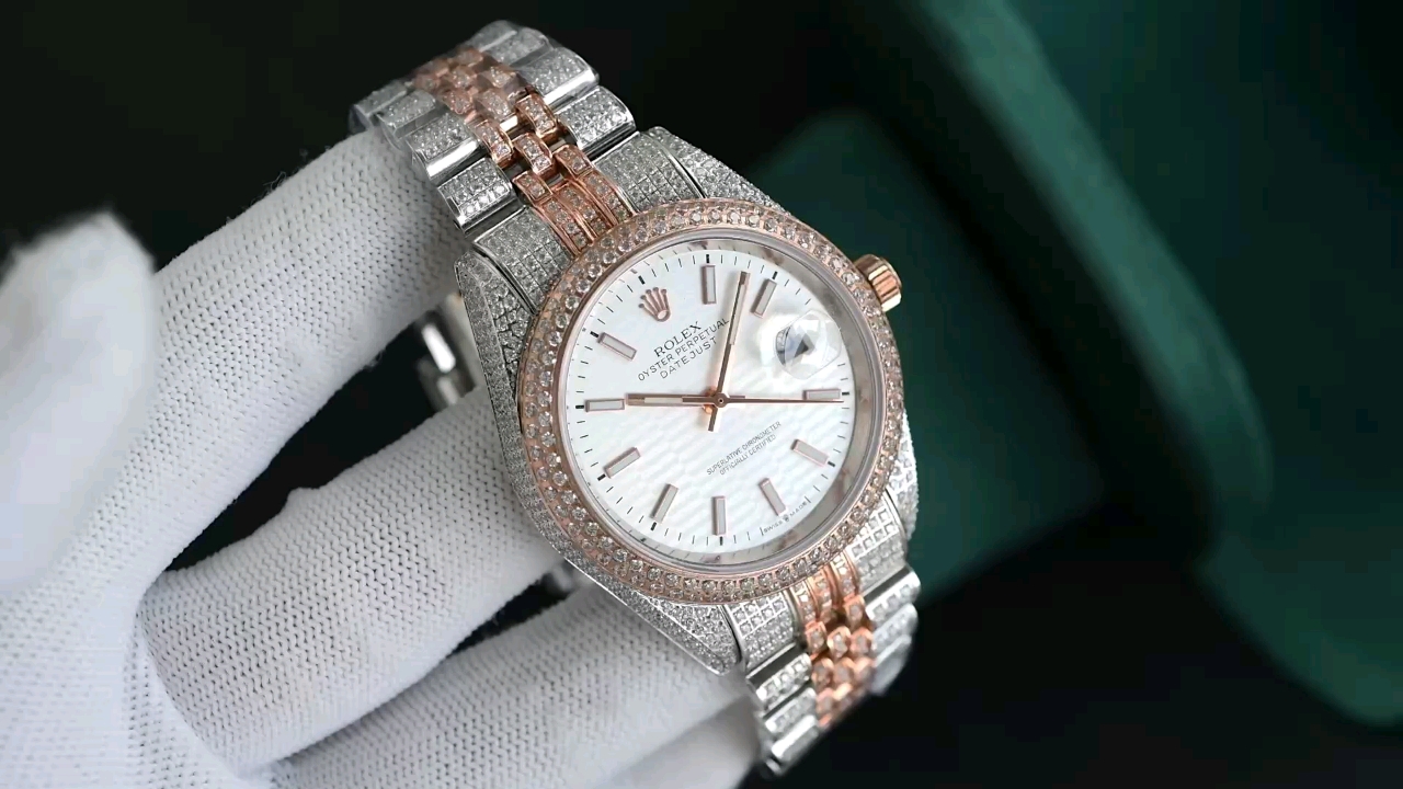 Montre Rolex Datejust Réplique 42mm Ciel étoilé Diamants Cadran or blanc bicolore – Image 2