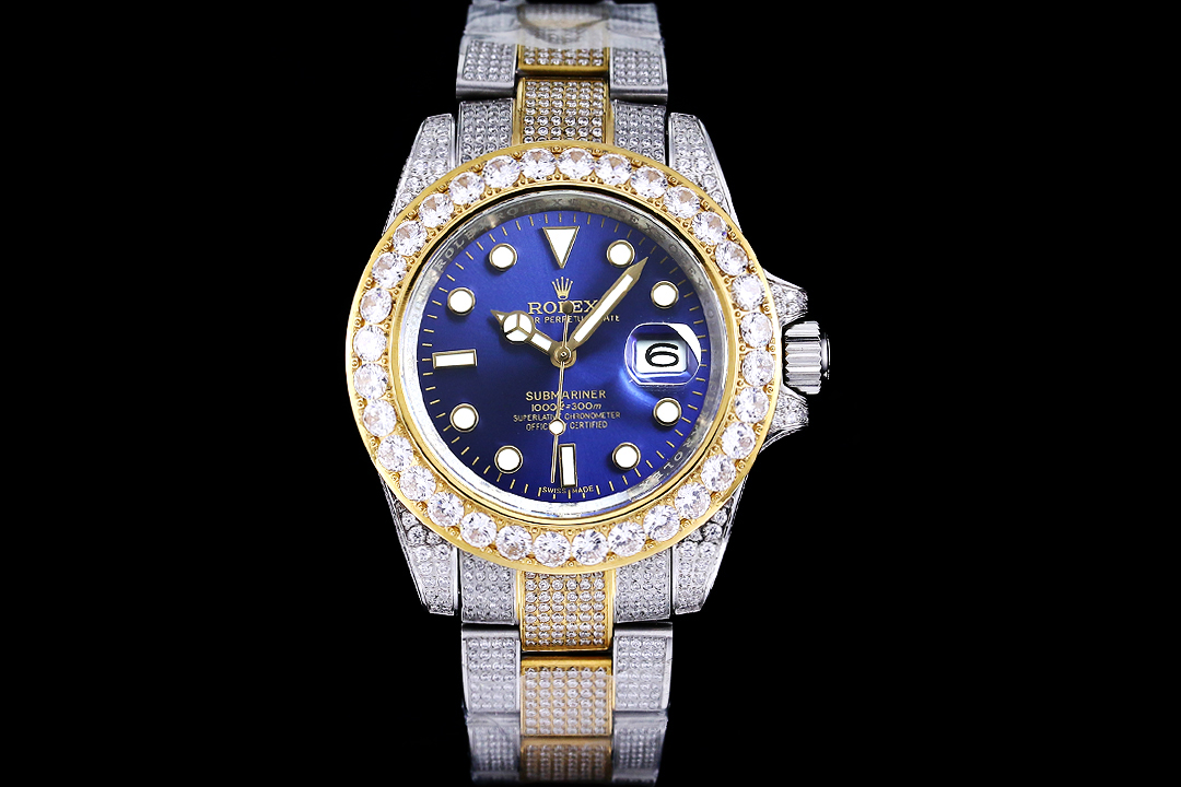 Montre Rolex Submariner Réplique 116618LB 40mm cadran bleu avec or et diamants – Image 2