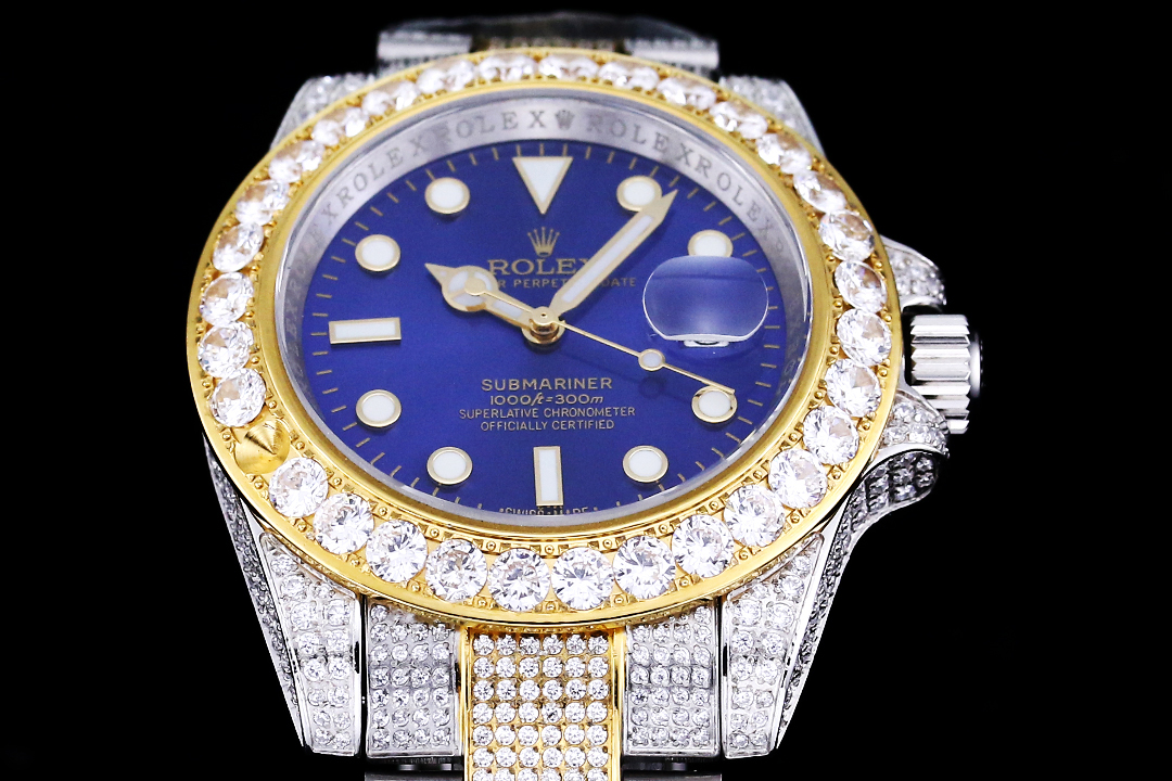 Montre Rolex Submariner Réplique 116618LB 40mm cadran bleu avec or et diamants – Image 4