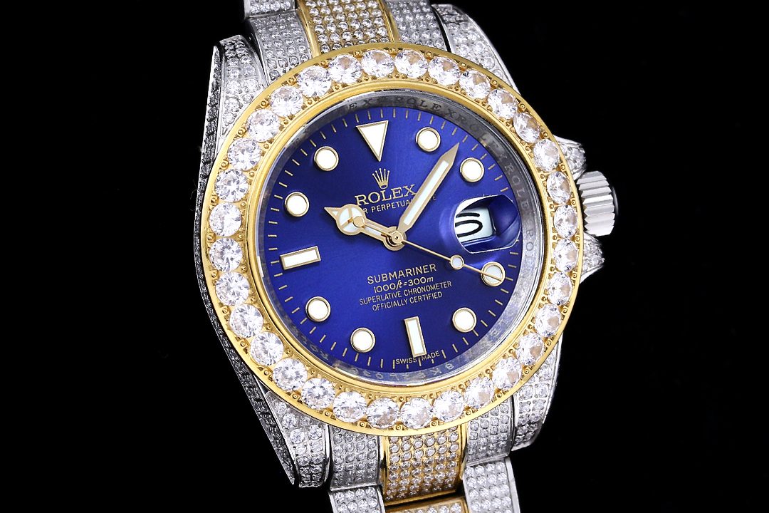 Montre Rolex Submariner Réplique 116618LB 40mm cadran bleu avec or et diamants – Image 5
