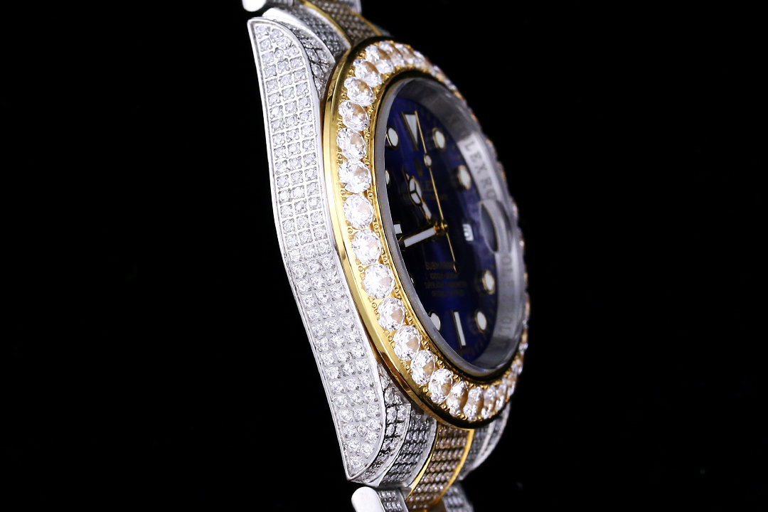 Montre Rolex Submariner Réplique 116618LB 40mm cadran bleu avec or et diamants – Image 8