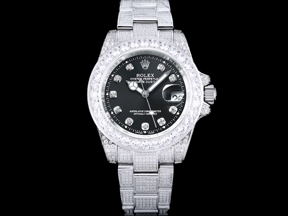 Montre Rolex Datejust Réplique 116200 36mm Cadran Noir Diamant Acier Inoxydable – Image 2