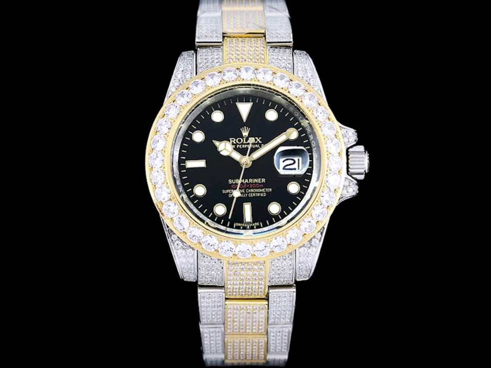 Montre Rolex Submariner Réplique 42mm cadran noir or lunette en acier inoxydable doré – Image 2