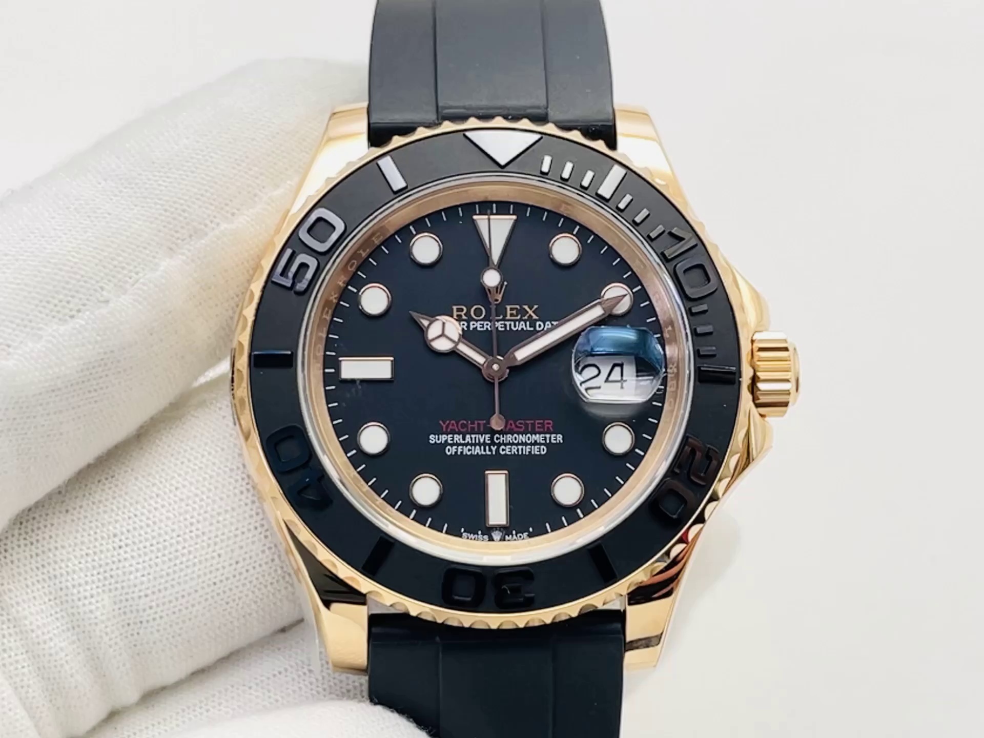 Montre Rolex Yacht-Master Réplique 116655 40mm cadran noir lunette en céramique noire – Image 2