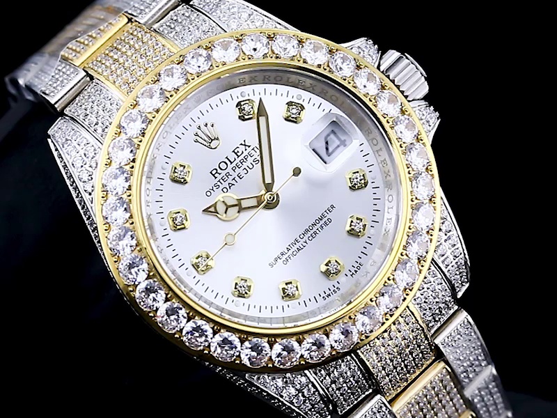 Montre Rolex Datejust Réplique 78243 41mm cadran or bicolore diamants blancs – Image 3