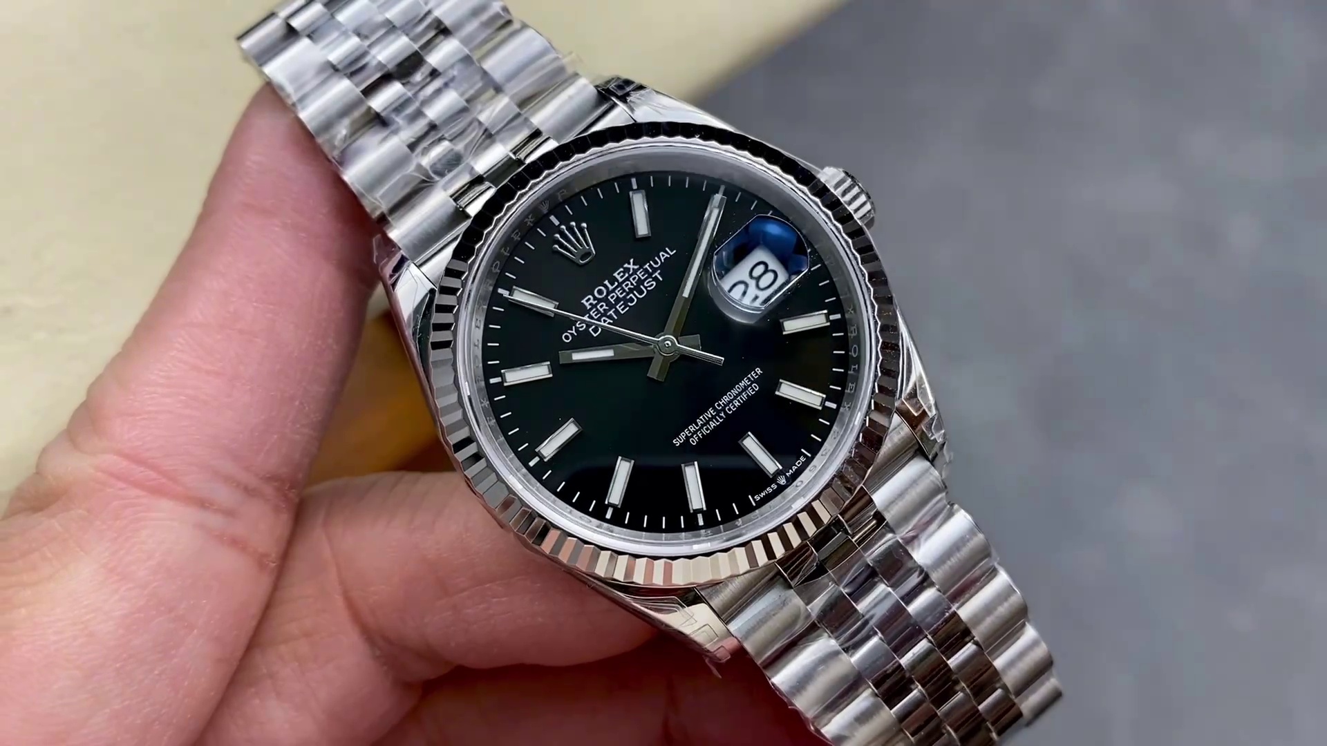 Montre Rolex Datejust Réplique 126234 36mm cadran noir acier inoxydable argenté – Image 3