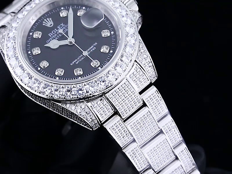 Montre Rolex Datejust Réplique 116200 36mm Cadran Noir Diamant Acier Inoxydable – Image 5