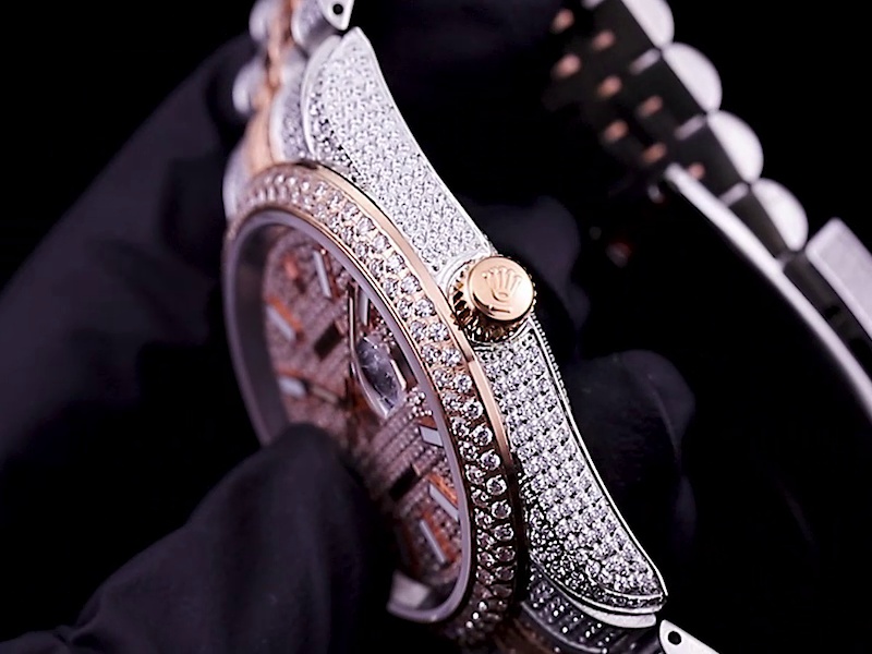 Montre Rolex Datejust Réplique 41mm cadran bicolore en or rose et diamant – Image 4