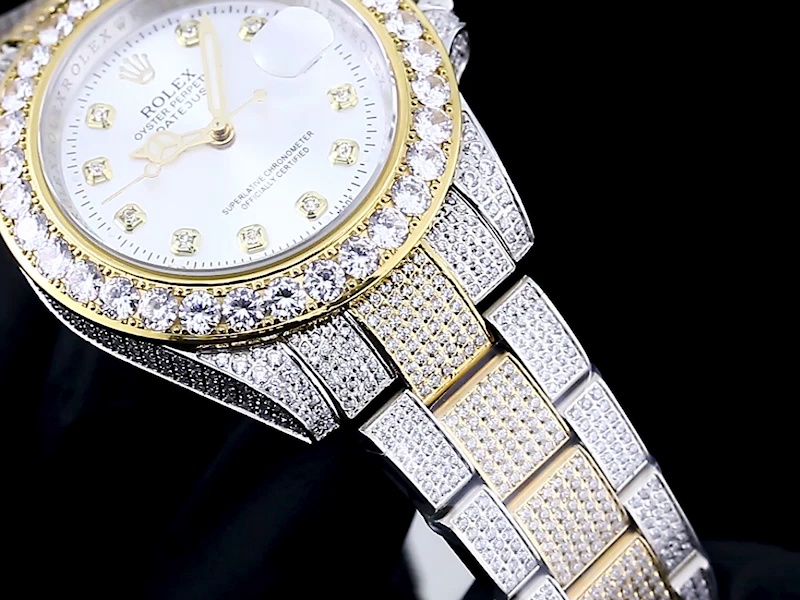 Montre Rolex Datejust Réplique 78243 41mm cadran or bicolore diamants blancs – Image 4