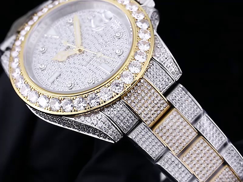 Montre Rolex Submariner Réplique 41mm cadran argenté et diamants avec étoiles dorées – Image 4