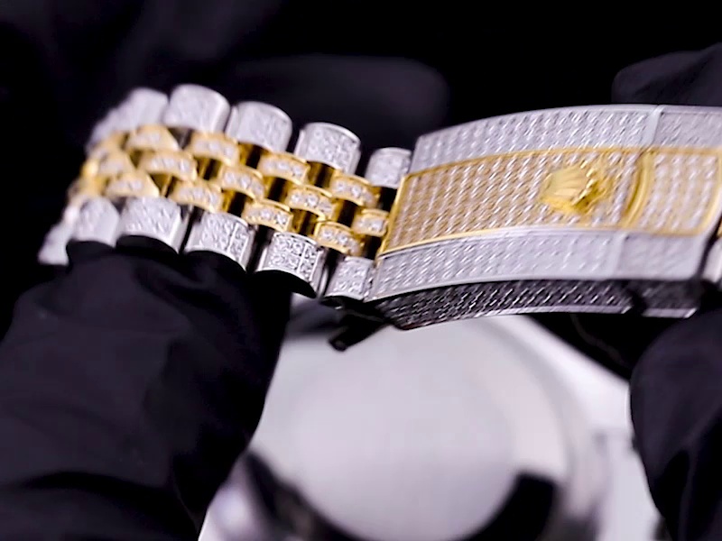 Montre Rolex Datejust Réplique 126300 41mm cadran en or rose et diamants arabes – Image 6