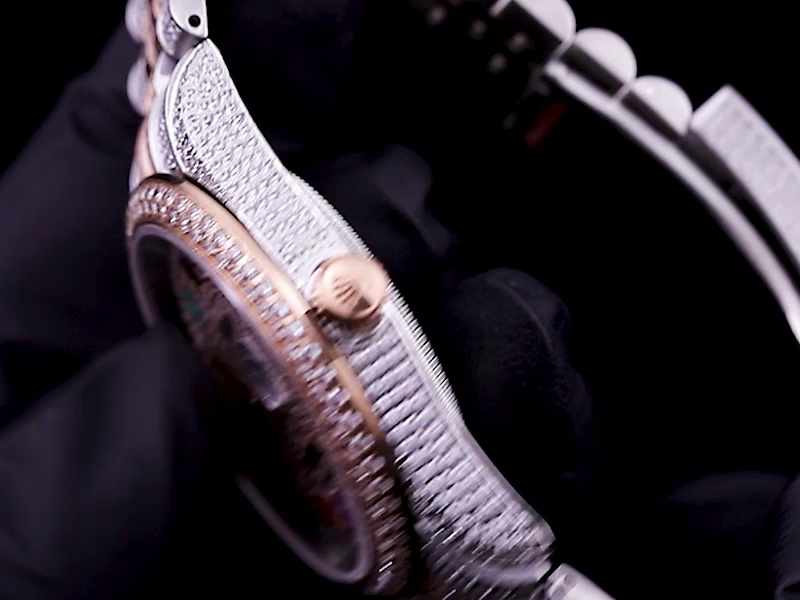Montre Rolex Datejust Réplique 41mm Cadran en or rose avec chiffres arabes arc-en-ciel – Image 4