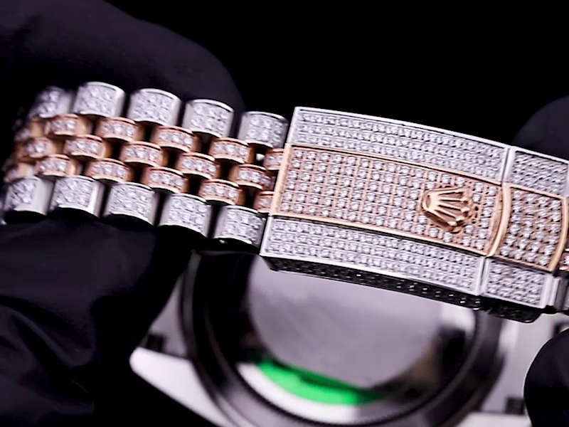 Montre Rolex Datejust Réplique 41mm cadran bicolore en or rose et diamant – Image 6