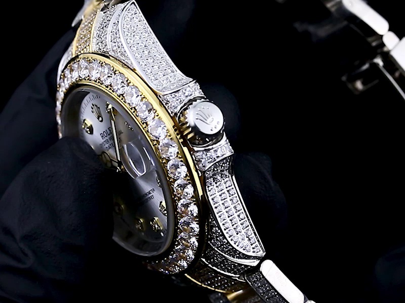 Montre Rolex Datejust Réplique 78243 41mm cadran or bicolore diamants blancs – Image 5