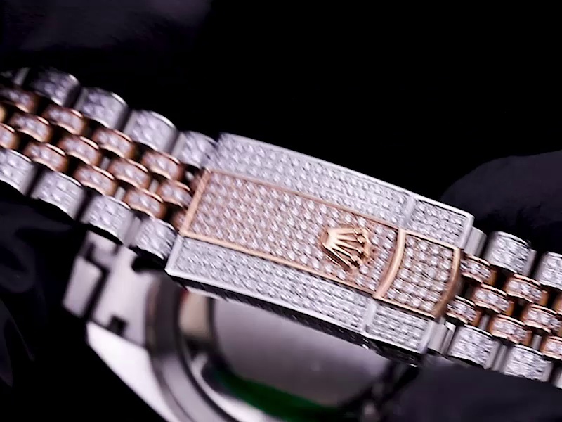 Montre Rolex Datejust Réplique 41mm Cadran en or rose avec chiffres arabes arc-en-ciel – Image 5