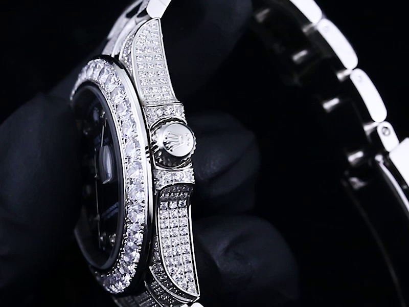 Montre Rolex Datejust Réplique 116200 36mm Cadran Noir Diamant Acier Inoxydable – Image 6