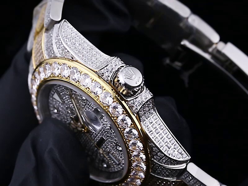 Montre Rolex Submariner Réplique 41mm cadran argenté et diamants avec étoiles dorées – Image 5