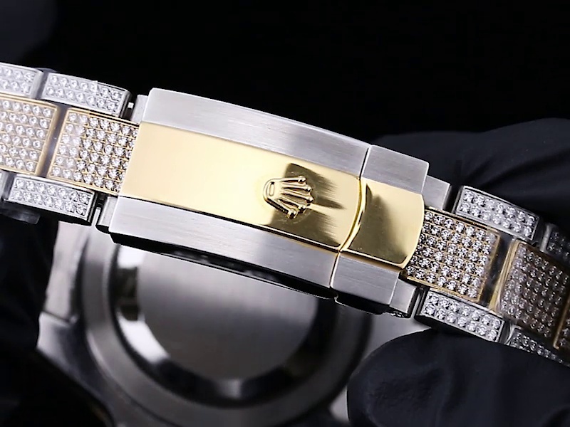 Montre Rolex Submariner Réplique 41mm cadran argenté et diamants avec étoiles dorées – Image 7
