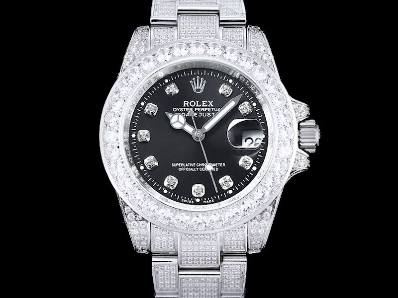 Montre Rolex Datejust Réplique 116200 36mm Cadran Noir Diamant Acier Inoxydable – Image 3