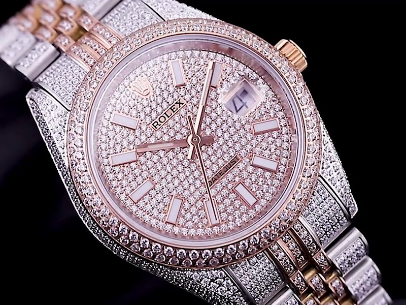 Montre Rolex Datejust Réplique 41mm cadran bicolore en or rose et diamant – Image 3