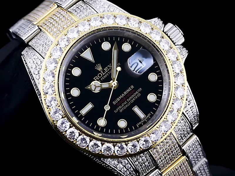 Montre Rolex Submariner Réplique 42mm cadran noir or lunette en acier inoxydable doré – Image 3