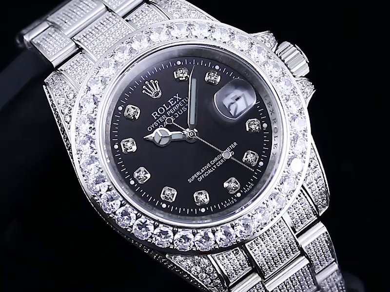 Montre Rolex Datejust Réplique 116200 36mm Cadran Noir Diamant Acier Inoxydable – Image 4