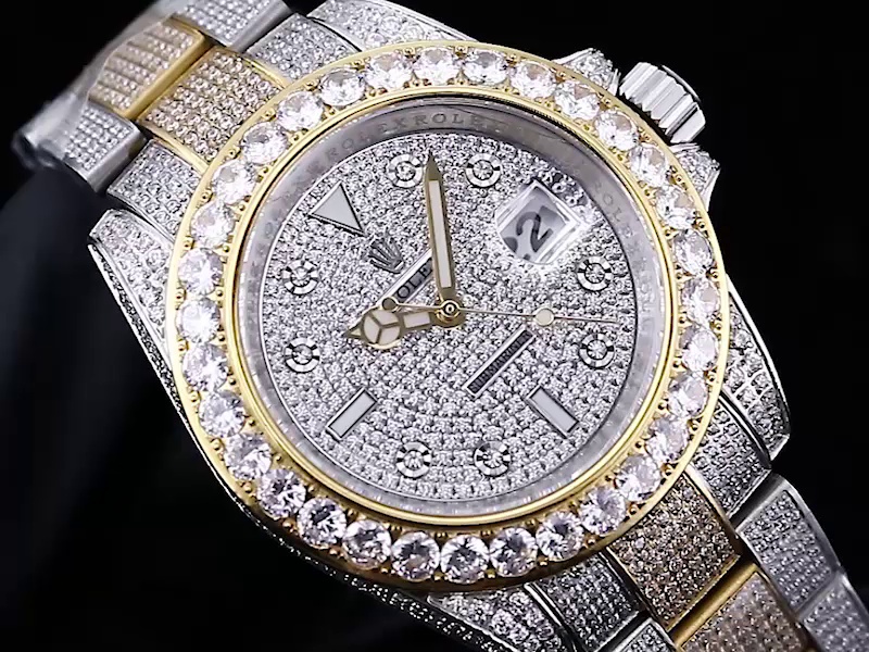 Montre Rolex Submariner Réplique 41mm cadran argenté et diamants avec étoiles dorées – Image 3