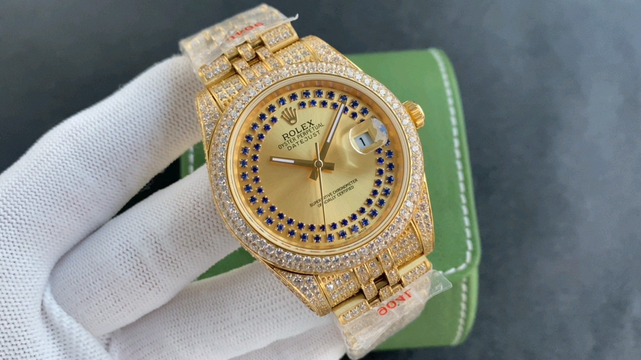 Montre Rolex Datejust Réplique Luxe Dorée – Cadran Soleil Saphir, Sertie de Diamants, Mouvement Swiss – Image 2