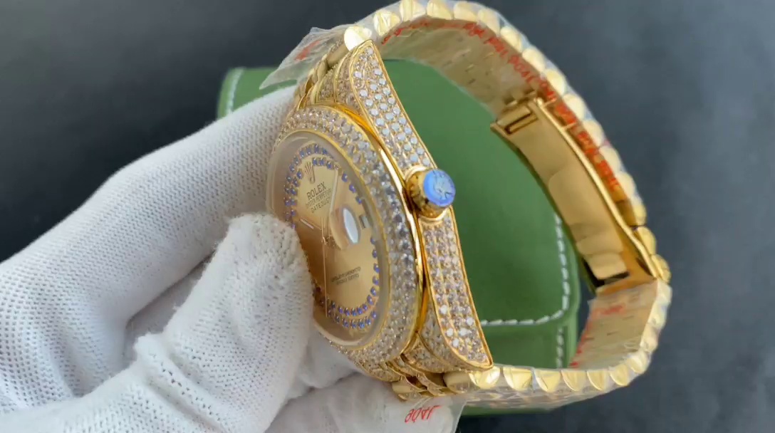 Montre Rolex Datejust Réplique Luxe Dorée – Cadran Soleil Saphir, Sertie de Diamants, Mouvement Swiss – Image 3
