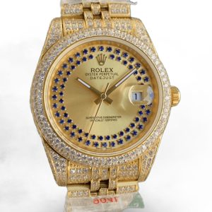 Montre Rolex Datejust Réplique Luxe Dorée – Cadran Soleil Saphir, Sertie de Diamants, Mouvement Swiss