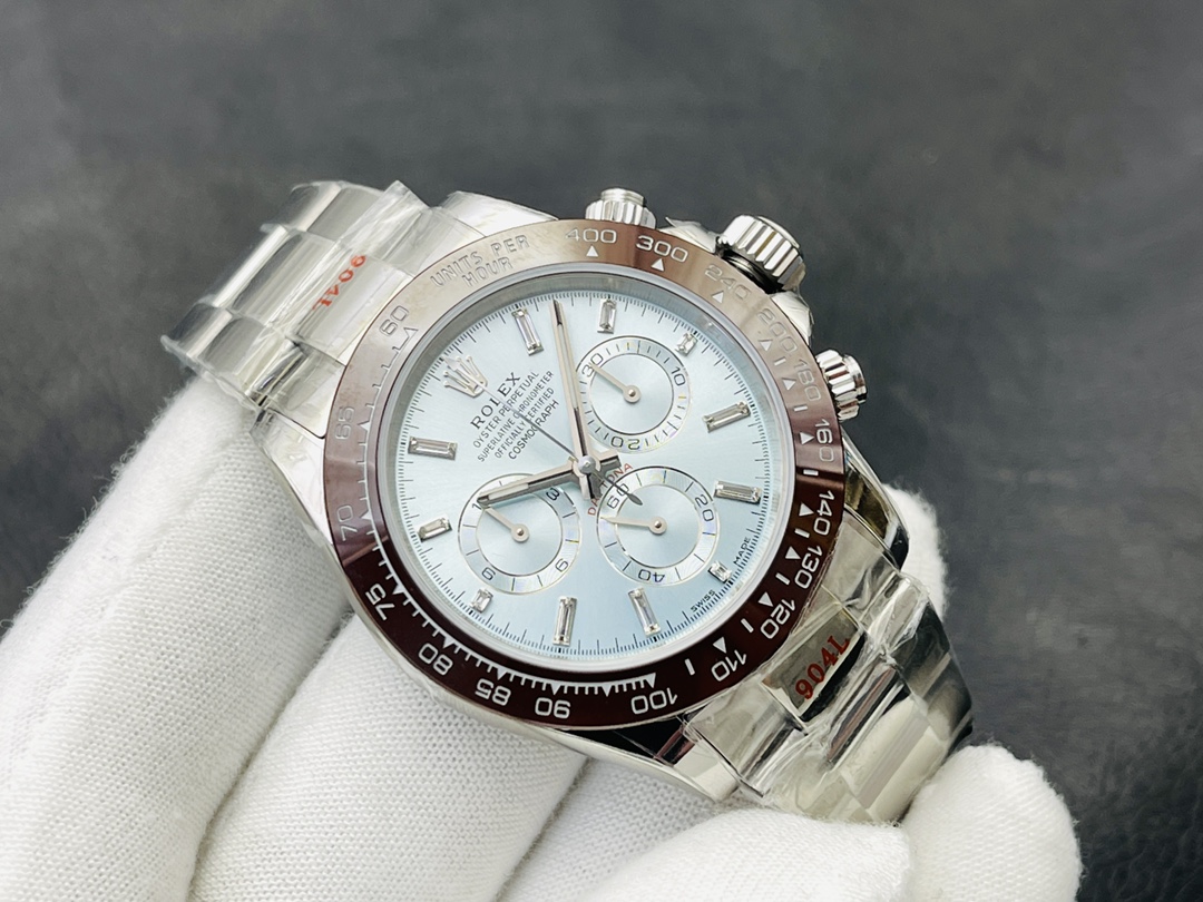 Superbe Rolex Daytona 116506 Réplique Aaa En Acier, Cadran Bleu Glacier Avec Index Diamant Et Lunette Céramique – Image 4