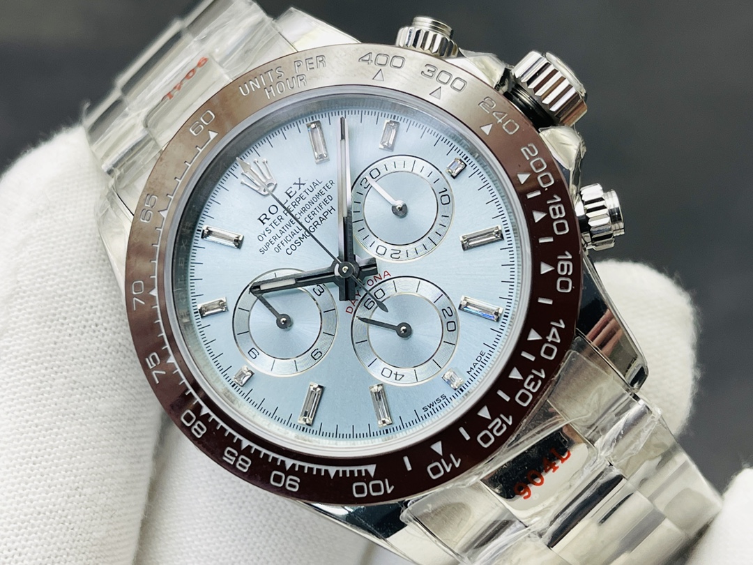 Superbe Rolex Daytona 116506 Réplique Aaa En Acier, Cadran Bleu Glacier Avec Index Diamant Et Lunette Céramique – Image 5