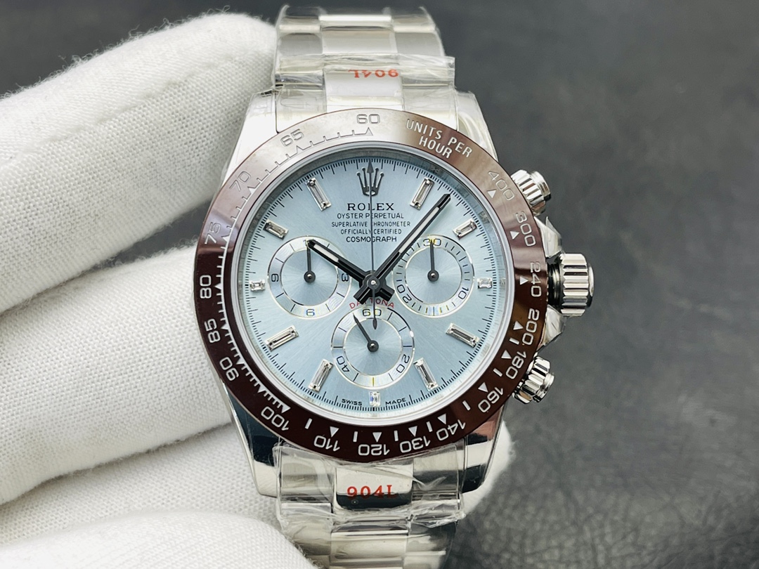 Superbe Rolex Daytona 116506 Réplique Aaa En Acier, Cadran Bleu Glacier Avec Index Diamant Et Lunette Céramique – Image 2