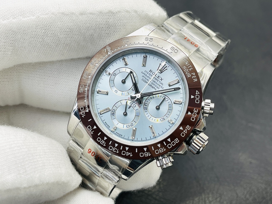 Superbe Rolex Daytona 116506 Réplique Aaa En Acier, Cadran Bleu Glacier Avec Index Diamant Et Lunette Céramique – Image 6