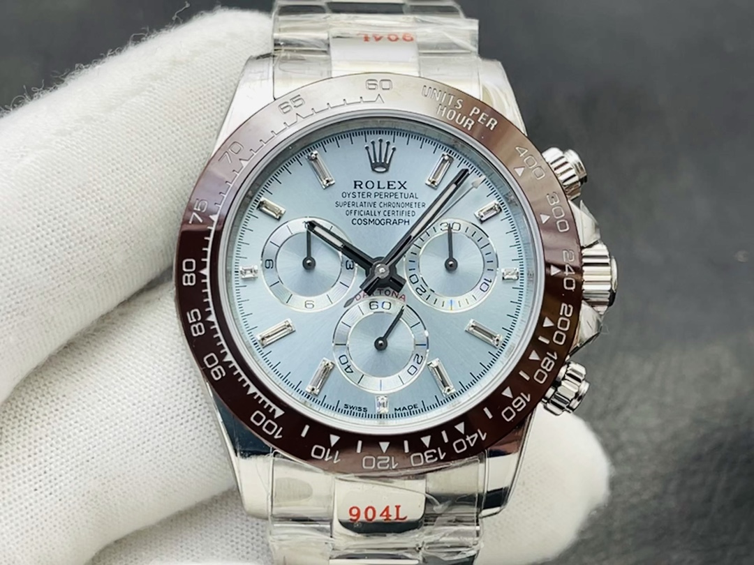 Superbe Rolex Daytona 116506 Réplique Aaa En Acier, Cadran Bleu Glacier Avec Index Diamant Et Lunette Céramique – Image 3