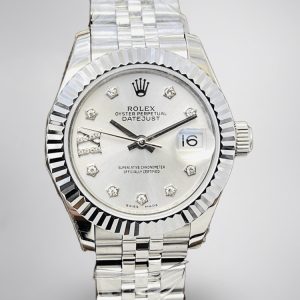 AAA Superbe Montre Rolex Lady-Datejust 279174-0021 Réplique En Acier, Cadran Argenté Diamanté, Style Swiss Luxe Féminin
