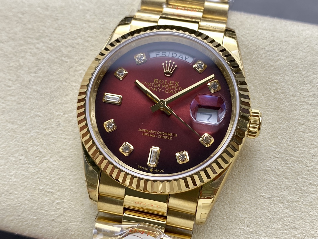 Rolex Day-Date 18238 Réplique Cadran À Vignette Rouge | Index Des Heures En Diamant | Luxueux Et Magnifique – Image 5