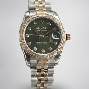 Luxueuse Montre Rolex Datejust Réplique 31mm Cadran Vert - Index en Diamant & Lunette Sertie