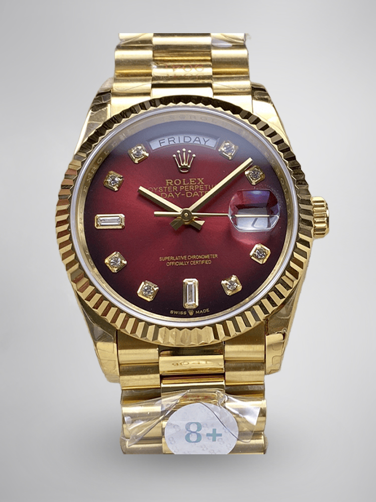 Rolex Day-Date 18238 Réplique Cadran À Vignette Rouge | Index Des Heures En Diamant | Luxueux Et Magnifique