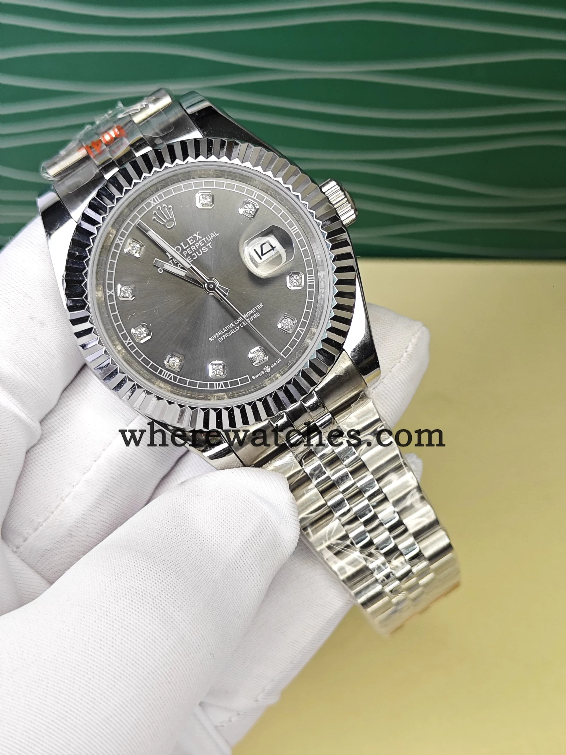 Replica Rolex Datejust 41 m126334-0006 Gris – Montre élégante avec index sertis, acier 904L | Replica Watches automatique suisse – Image 2