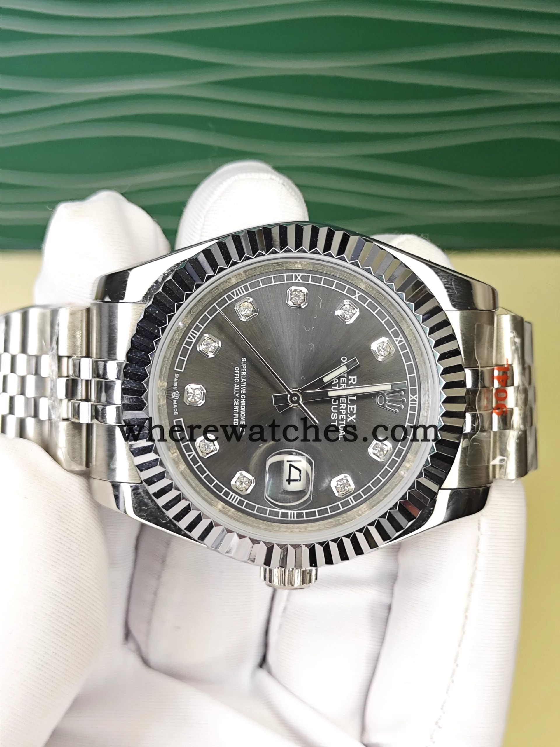 Replica Rolex Datejust 41 m126334-0006 Gris – Montre élégante avec index sertis, acier 904L | Replica Watches automatique suisse – Image 4