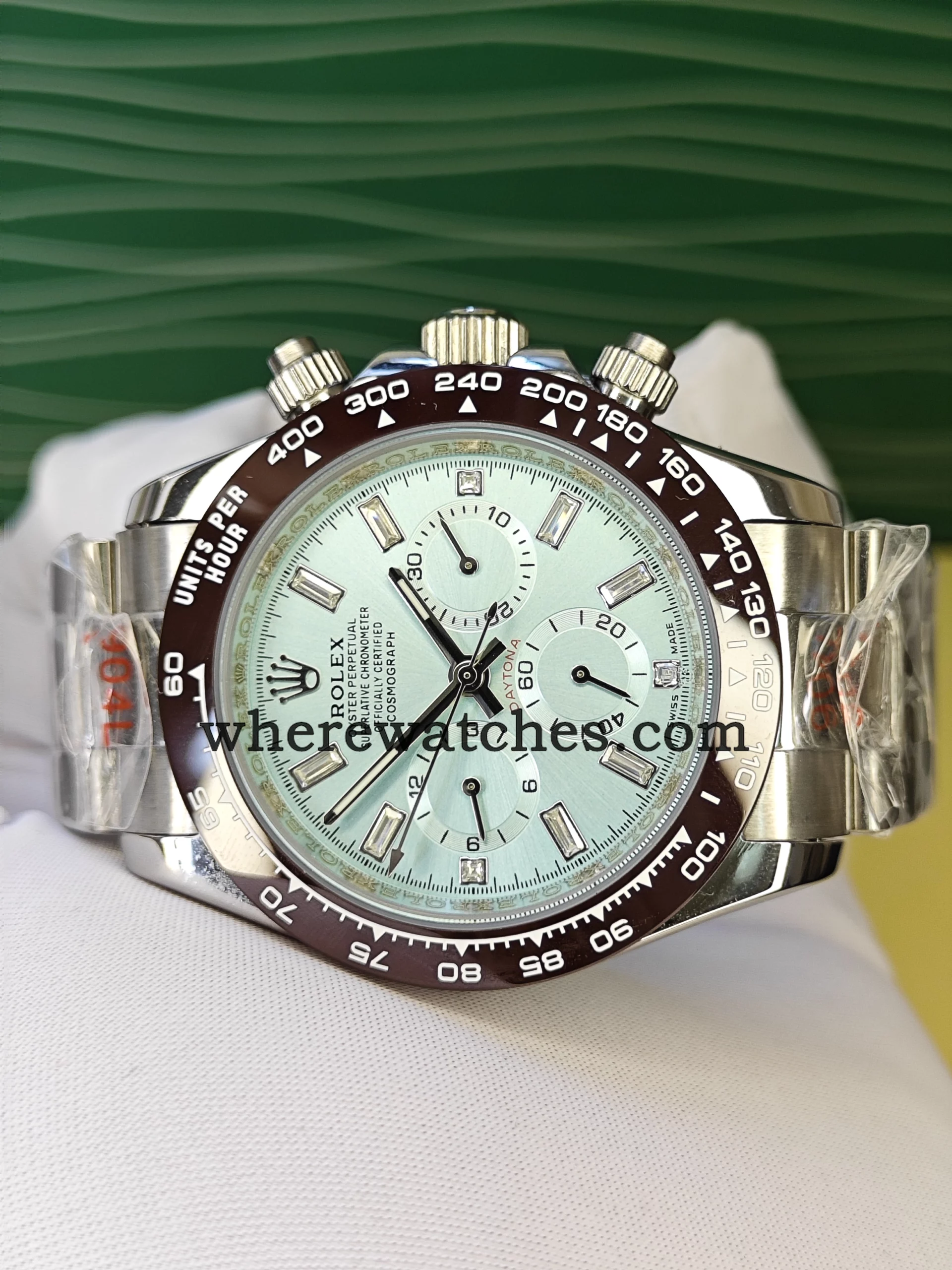 Replica Watches Rolex Daytona 116506 – Cadran Bleu Glacier, Lunette Céramique Marron, Acier 904L – Image 3