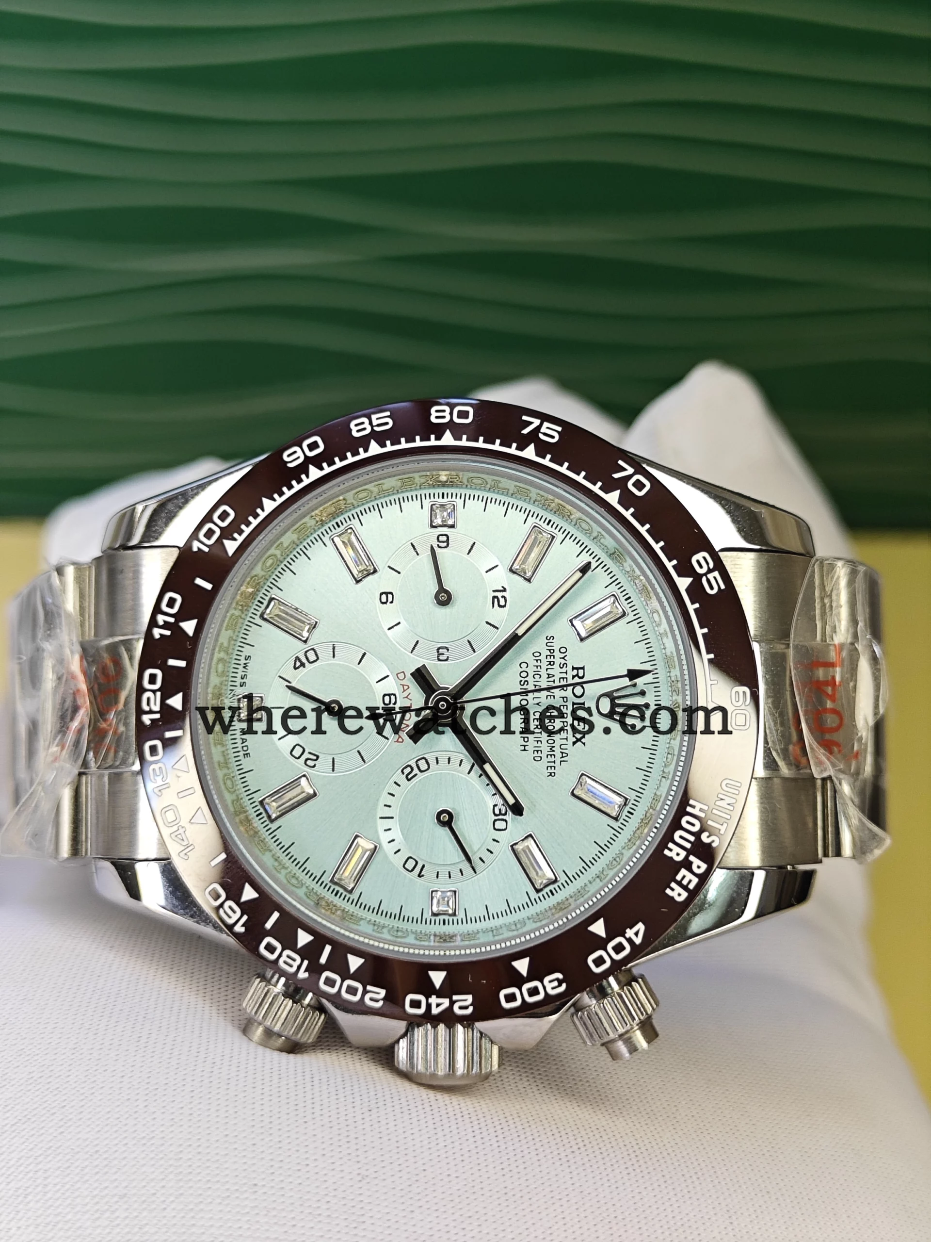 Replica Watches Rolex Daytona 116506 – Cadran Bleu Glacier, Lunette Céramique Marron, Acier 904L – Image 4