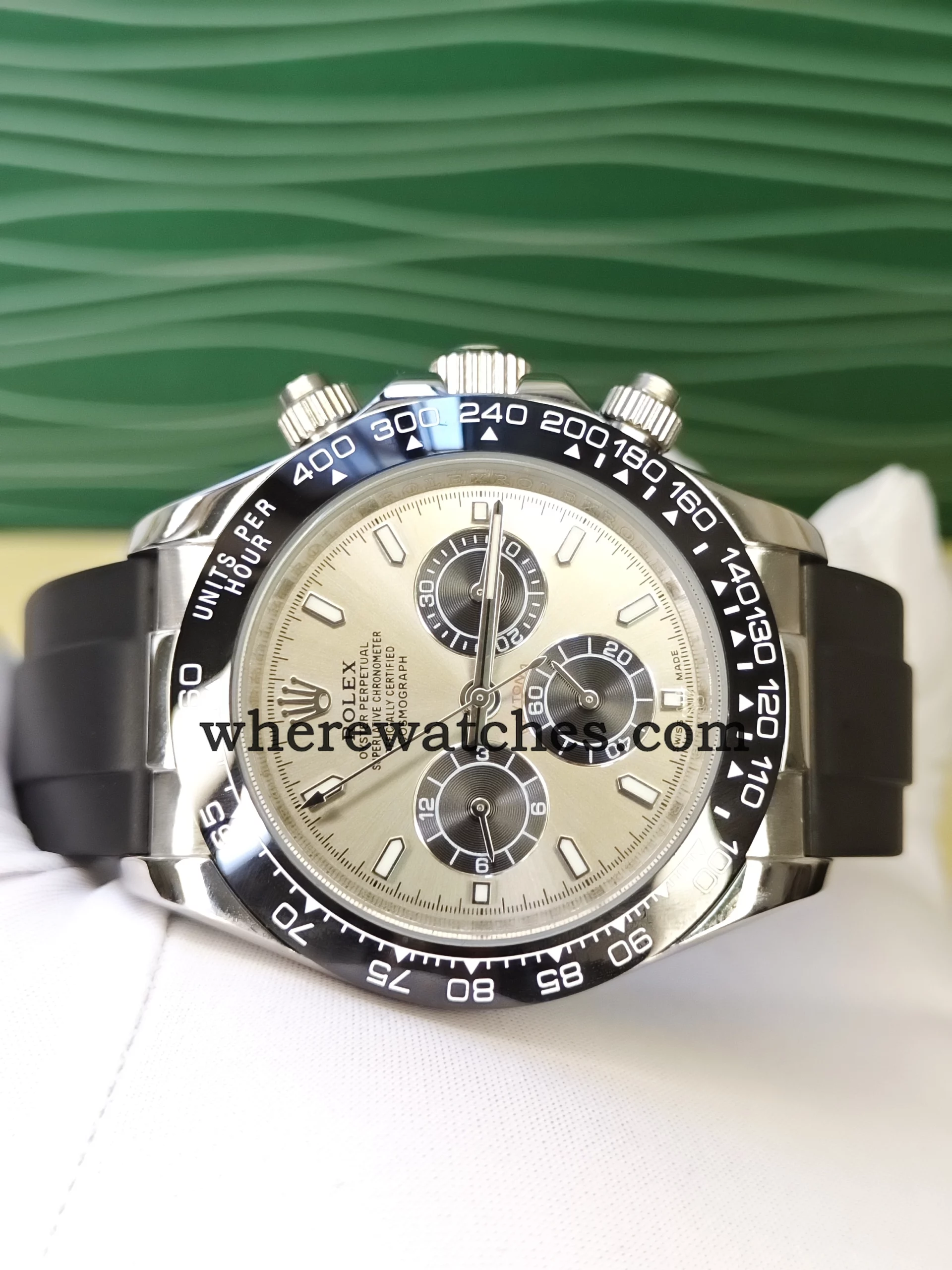 Replica Watches Rolex Daytona 116519LN Grey Dial 40mm | Swiss Automatic, Cerachrom Bezel & Rubber Strap Watch – Image 3