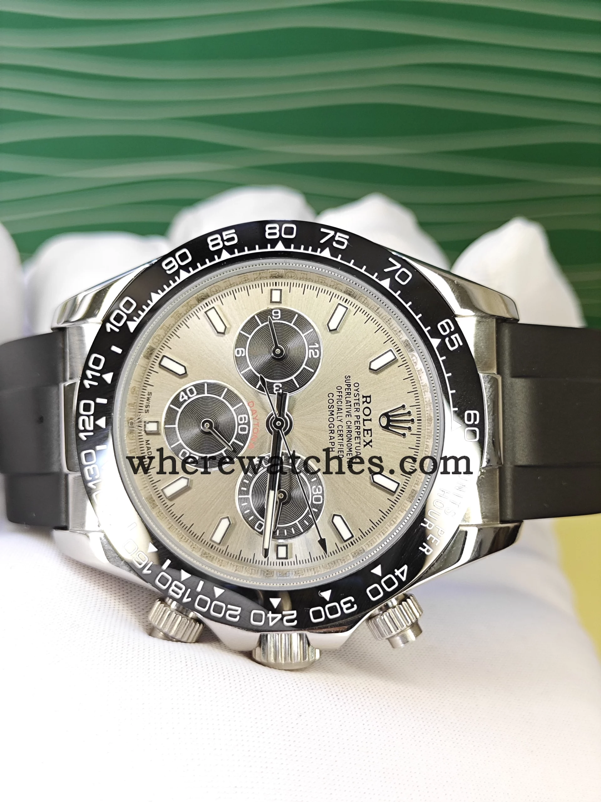Replica Watches Rolex Daytona 116519LN Grey Dial 40mm | Swiss Automatic, Cerachrom Bezel & Rubber Strap Watch – Image 4